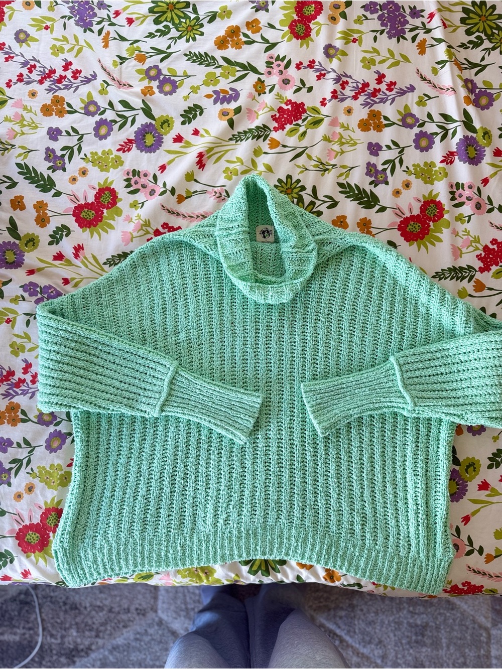 We The Free oversized organic cotton mock neck sweater / mint green / small